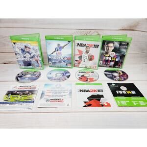 Xbox One Madden NFL 16 & 17, FIFA 14, NBA 2K18 Lot Of 4 Games Tested